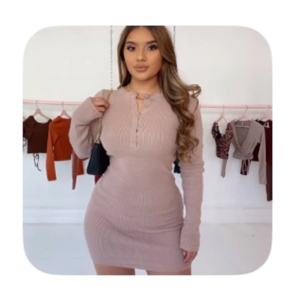 Tan sweater button up dress shirt size small